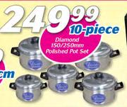 Diamond 10 Pieces 150/250mm Polished Pot Set