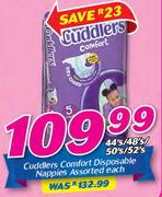 Cuddlers Comfort Disposable Nappies Assorted 44's/48's/50's Or 52's Pack-Each