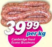 Cambridge Food Econo Braaiwors-Per Kg