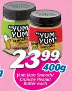 Yum Yum Smooth/Crunchy Peanut Butter-400g Each