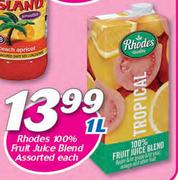 Rhodes 100% Fruit Juice Blend Assorted-1Ltr