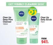 Nivea Clear Up Deep Pore Cleanser 150ml Or Clear Up Daily Scrub 75ml-Each