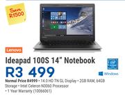 Lenovo Ideapad 100S 14" Notebook