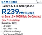 Samsung Galaxy J7 LTE Smartphone-On Smart S+ 10GB Data