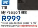 WD 1TB My Passport HDD