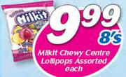 Milkit Chewy Centre Lollipops Assorted-8's Pack