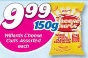 Willards Cheese Curls Assorted-150g Each