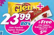 Glen Rooibos Tagless Teabags Pouch 80's With Free Joko Tagless Teabags Pouch 10's Pack