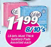Lil-lets Maxi Thick Sanitary Pads Assorted-8/10's