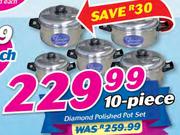 Diamond 10 Piece Polished Pot Set