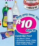 Cambridge Thin Bleach, All-Purpose Cleaner, Dishwashing Liquid 750ml Or Fabric Softener 500ml-Each