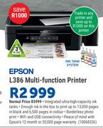 Epson L386 3 In 1 Multi Function Printer