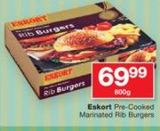 Eskort Pre-Cooked Marinated Rib Burgers-800g