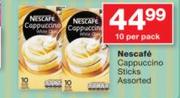 Nescafe Cappuccino Sticks Assorted-10's Per Pack