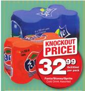 Fanta/Stoney/Sprite Cold Drink Assorted-6 x 330ml Per Pack