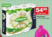 Twinsaver 2 Ply Toilet Rolls-12 Per Pack