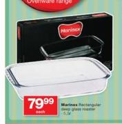 Marinex 5.3Ltr Rectangular Deep Glass Roaster