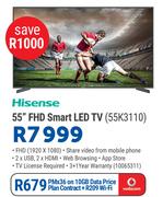 Hisense 55" FHD Smart LED TV 55K3110-On 10GB Data + R209 WiFi