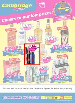 Cambridge Liquor : Cheers To Our Low Prices (21 July - 7 Aug 2017), page 1