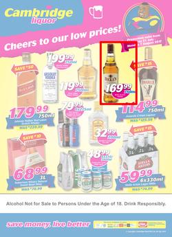 Cambridge Liquor : Cheers To Our Low Prices (21 July - 7 Aug 2017), page 1