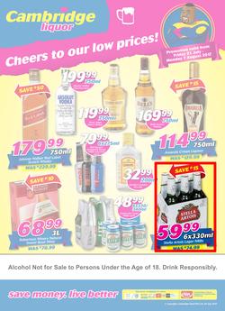 Cambridge Liquor : Cheers To Our Low Prices (21 July - 7 Aug 2017), page 1