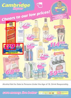 Cambridge Liquor : Cheers To Our Low Prices (21 July - 7 Aug 2017), page 1