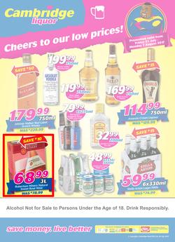 Cambridge Liquor : Cheers To Our Low Prices (21 July - 7 Aug 2017), page 1