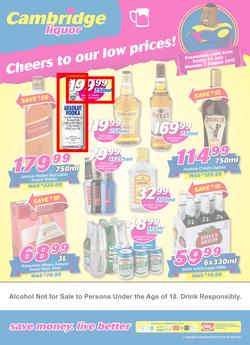Cambridge Liquor : Cheers To Our Low Prices (21 July - 7 Aug 2017), page 1