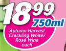 Autumn Harvest Crackling White/Rose Wine-750ml Each