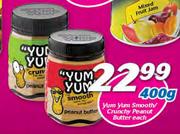 Yum Yum Smooth/Crunchy Peanut Butter-400g Each