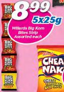 Willards Big Korn Bites Strip Assorted-5 x 25g Each