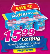 Nutriday Smooth Yoghurt Assorted-6 x 100g Each