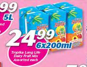 Tropika Long Life Dairy Fruit Mix Assorted-6 x 200ml Each