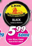 Lion Shoe Polish Assorted-50ml Each