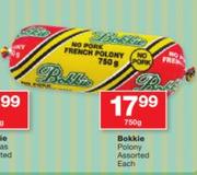 Bokkie Polony Assorted-750g Each