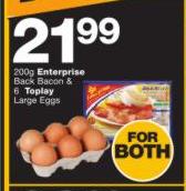 Enterprise Back Bacon-200g & 6 Toplay Large Eggs
