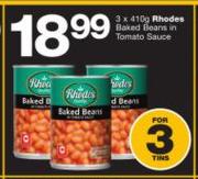 Rhodes Baked Beans In Tomato Sauce-3 x 410g