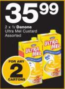 Danone Ultra Mel Custard Assorted-2 x 1Ltr