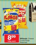 Willards Cheese Curls/Flings Assorted-150g Each