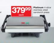  Platinum 4 Slice Stainless Steel Sandwich Press