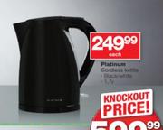 Platinum 1.7Ltr Black/White Cordless Kettle-Each