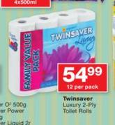 Twinsaver Luxury 2 Ply Toilet Rolls-12's Per Pack