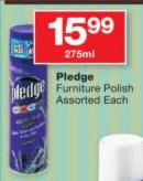 Pledge Furniture Polish Assorted-275ml Each