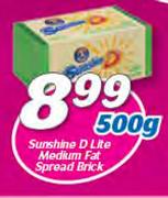 Sunshine D Lite Medium Fat Spread Brick-500g