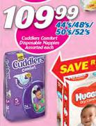 Cuddlers Comfort Disposable Nappies Assorted-44's/48's/50's/52's Each