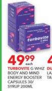 Turbovite G-Whiz Body And Mind Energy Booster Capsules 30/Syrup 200ml-Each