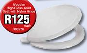 Wooden High Gloss Toilet Seat With Nylon Hinge S06276