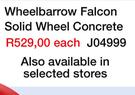 Lasher Wheelbarrow Falcon Pneumatic Wheel Concrete J04999-Each