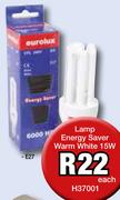 Lamp Energy Saver Warm White 15W H37001-Each