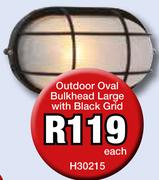 Outdoor Oval Bulkhead Large With Black Grid H30215-Each